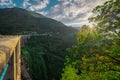 Famous bridge on the Tara river in Montenegro or Crna gora in evening sun, called ÃÂurÃâeviÃÂa. Colossal bridge spaning over Tara Royalty Free Stock Photo